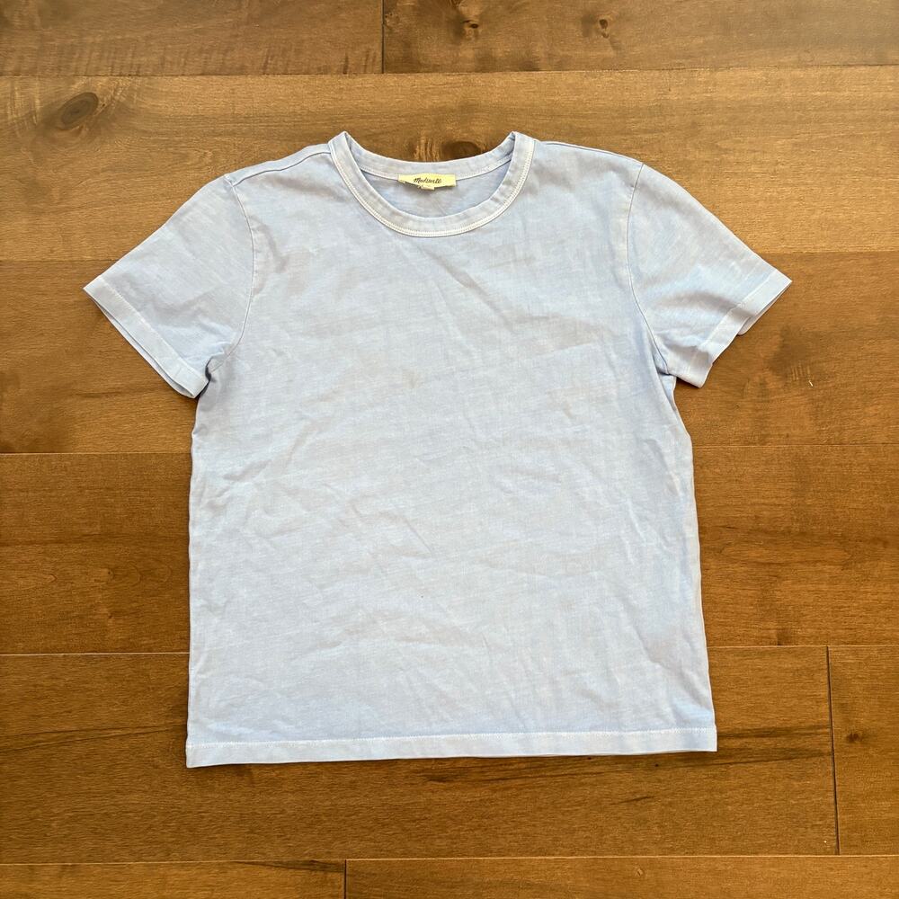 Madewell Women's Cotton Perfect Crewneck Tee in Light Pool size XS NWT